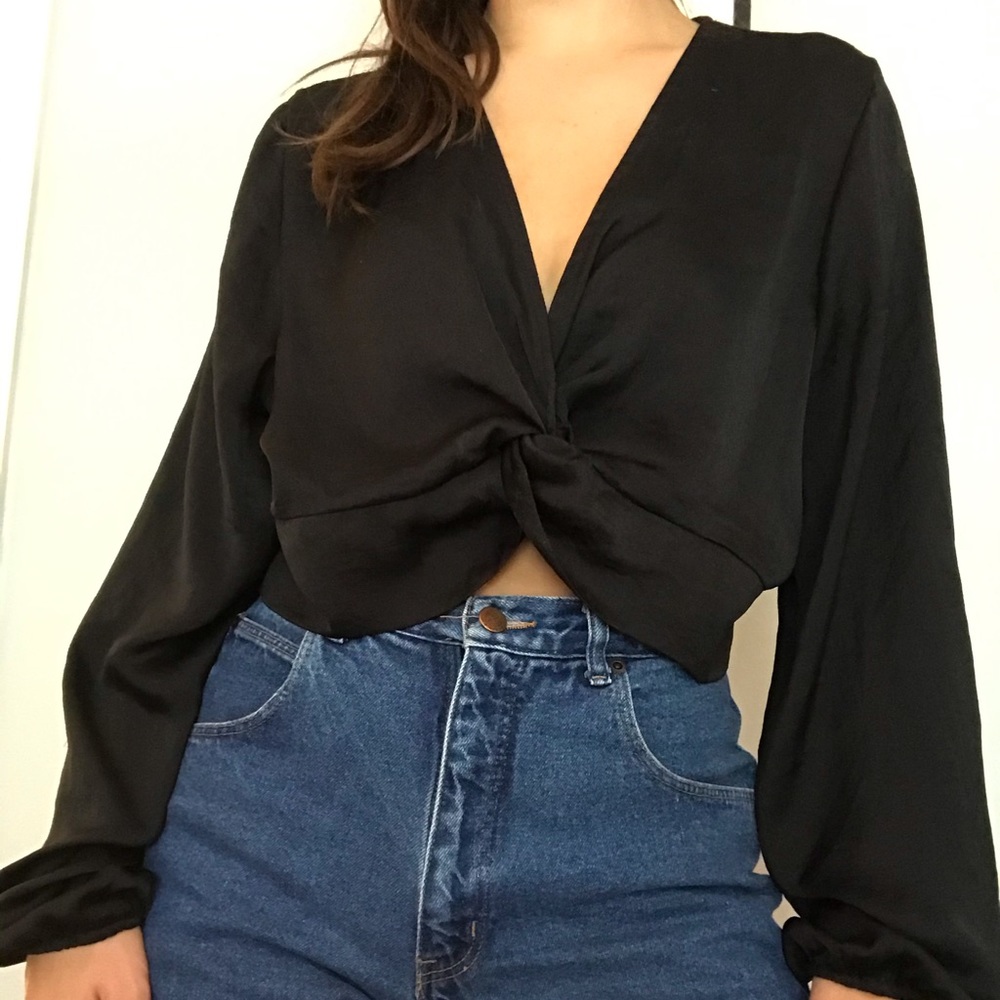 black satin top